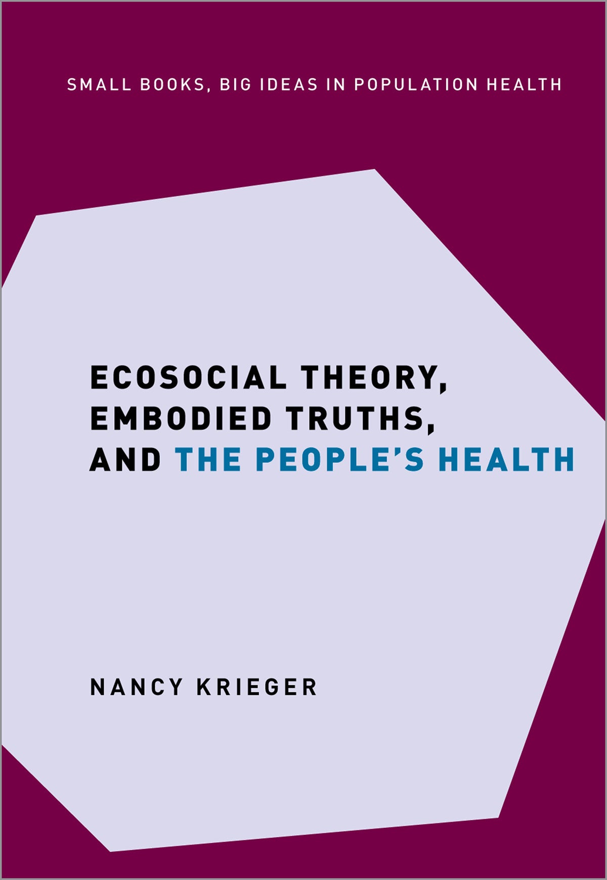 Book cover: Maroon background with white hexagon in center and title/author.