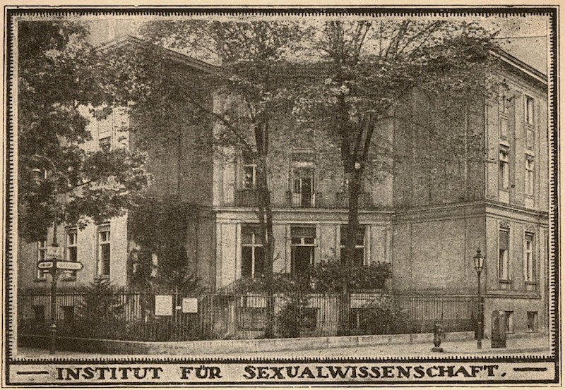 Historical photo: Exterior of the Institute for Sexual Science.