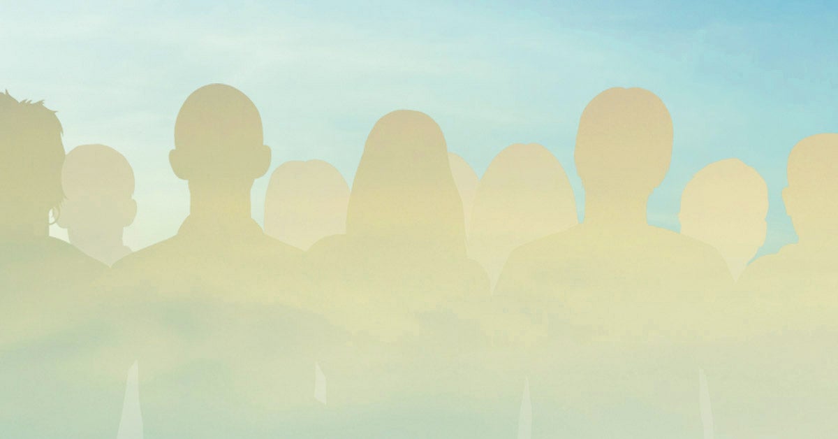 Illustration: A crowd of people silhouetted by a warm sky, filled with similar colors.