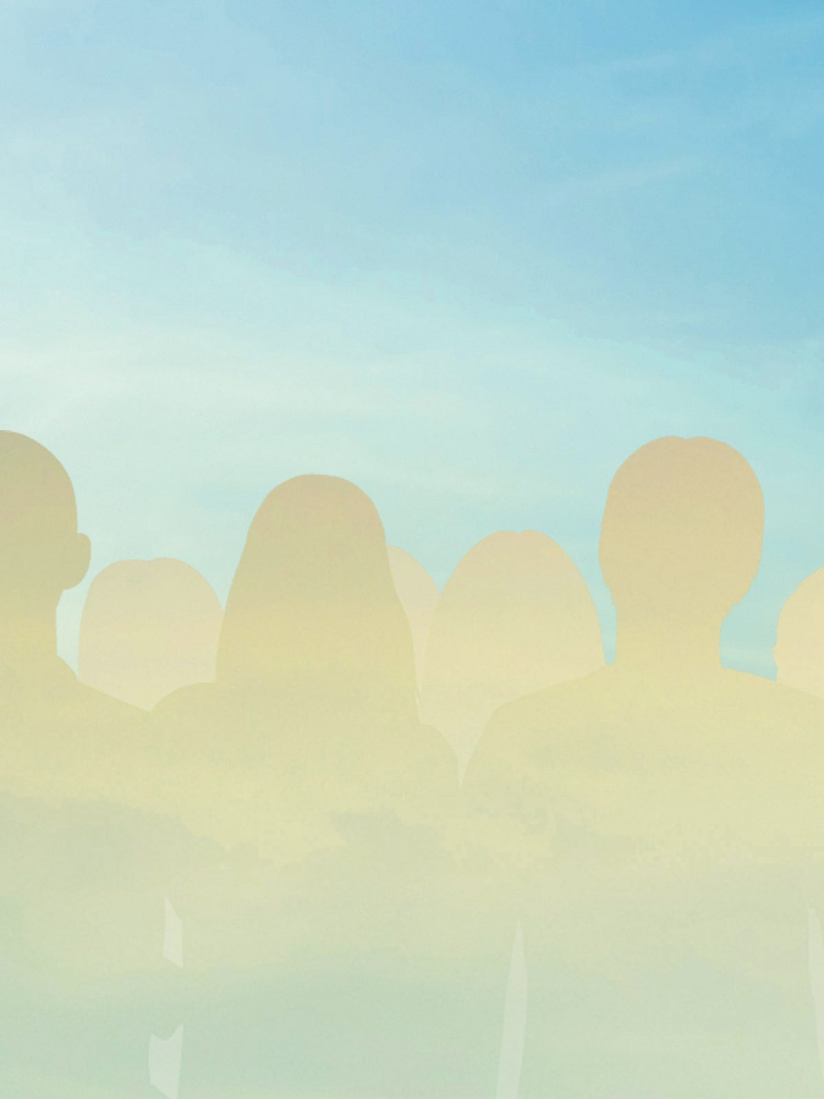 Illustration: A crowd of people silhouetted by a warm sky, filled with similar colors.