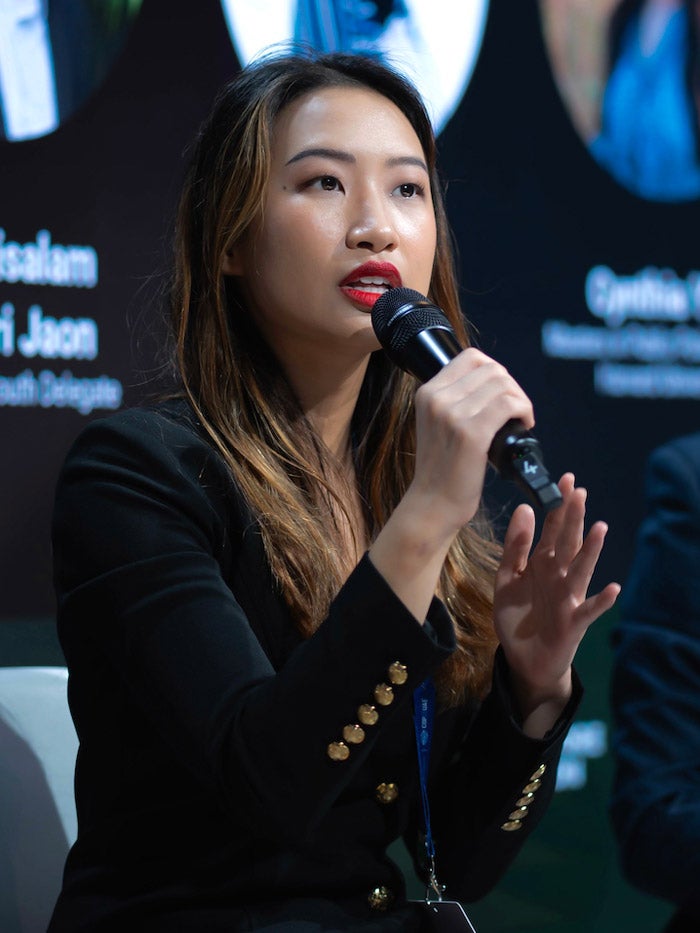 Cynthia Yue speaking on a panel