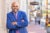 Hartford Mayor Arunan Arulampalam environmental portrait in downtown Hartford. He is wearing a true blue suit and purple patterned-tie.