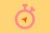 Pink stopwatch icon on a yellow background